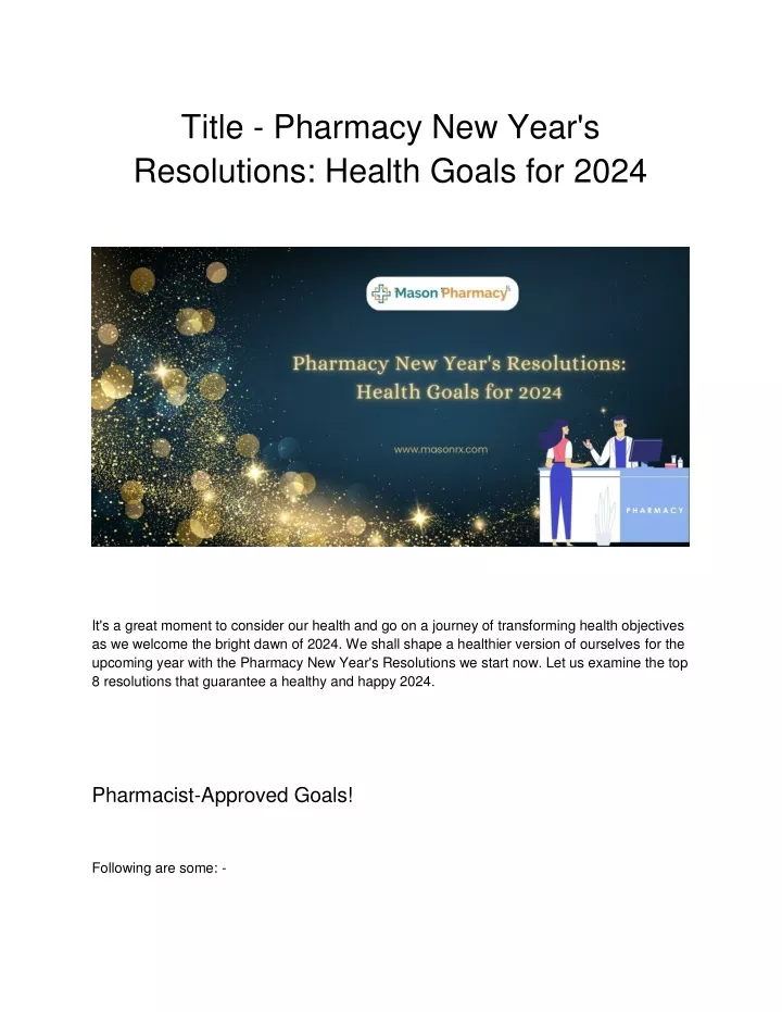 title pharmacy new year s resolutions health