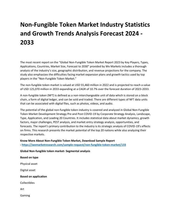 non fungible token market industry statistics