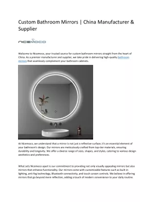 Custom Bathroom Mirrors | China Manufacturer & Supplier
