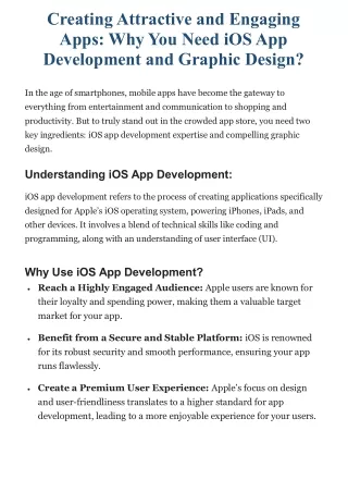 Creating Attractive and Engaging Apps Why You Need iOS App Development and Graphic Design!