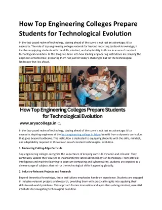how top engineering colleges prepare students