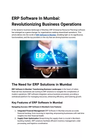 erp software in mumbai revolutionizing business