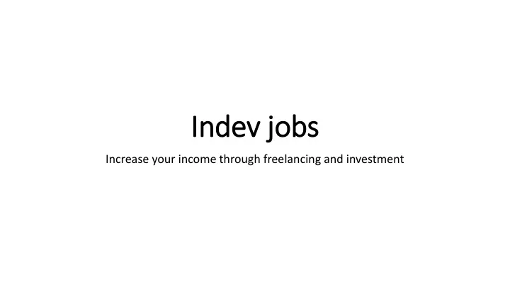 indev jobs