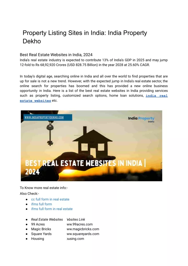 property listing sites in india india property