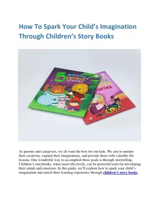 How To Spark Your Child’s Imagination Through Children’s Story Books