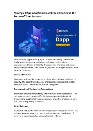Dapp Development Company - Bitdeal