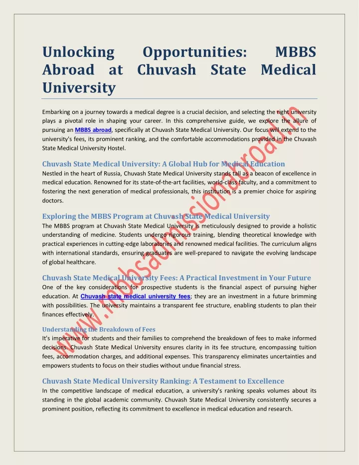 unlocking abroad at chuvash state medical