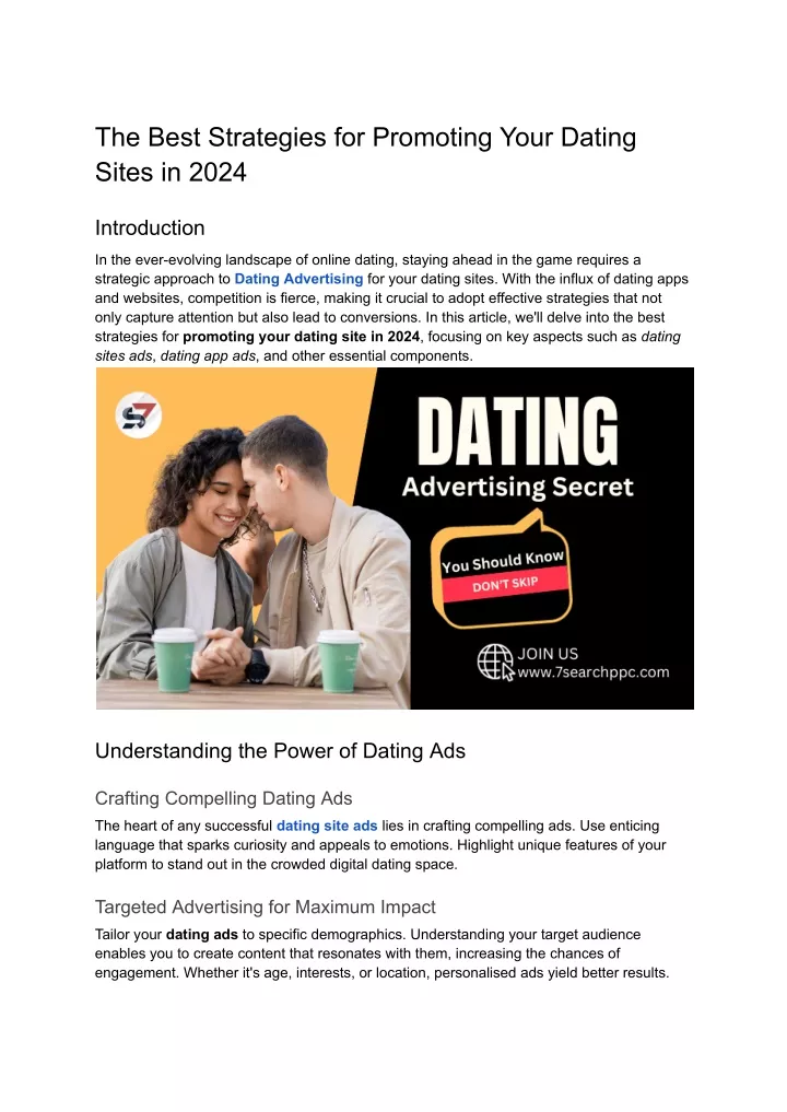 the best strategies for promoting your dating