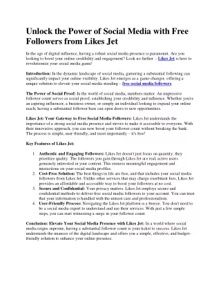 Free social media followers - Likes Jet