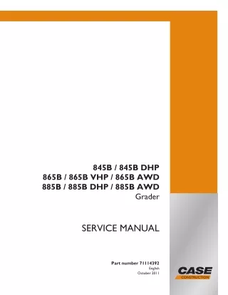 CASE 865B  865B VHP  865B AWD Motor Grader Service Repair Manual