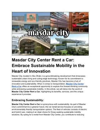 masdar city center rent a car
