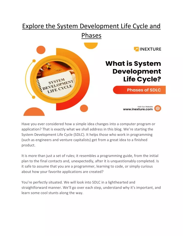 explore the system development life cycle