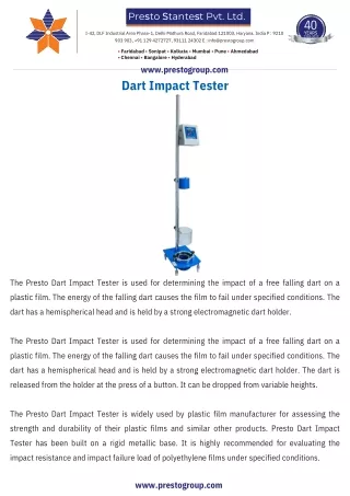 Dart Impact Tester for Packaging - Presto Group