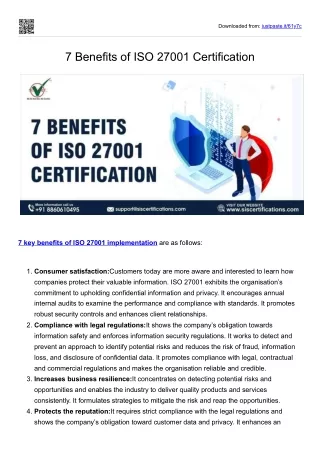 7 Benefits of ISO 27001 Certification