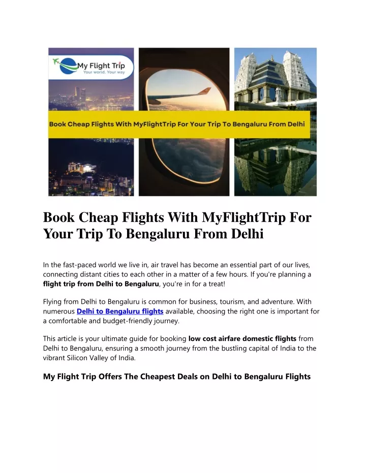 book cheap flights with myflighttrip for your