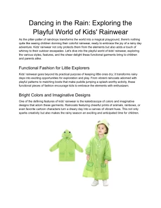 Dancing in the Rain_ Exploring the Playful World of Kids' Rainwear