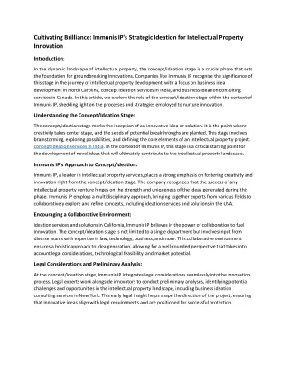 cultivating brilliance immunis ip s strategic