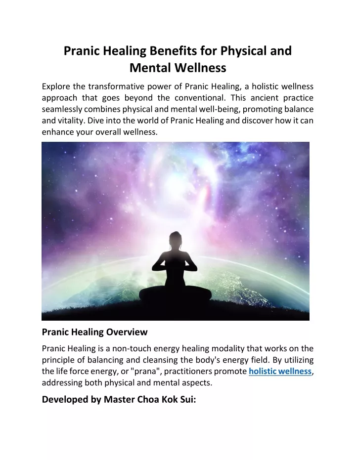 pranic healing benefits for physical and mental