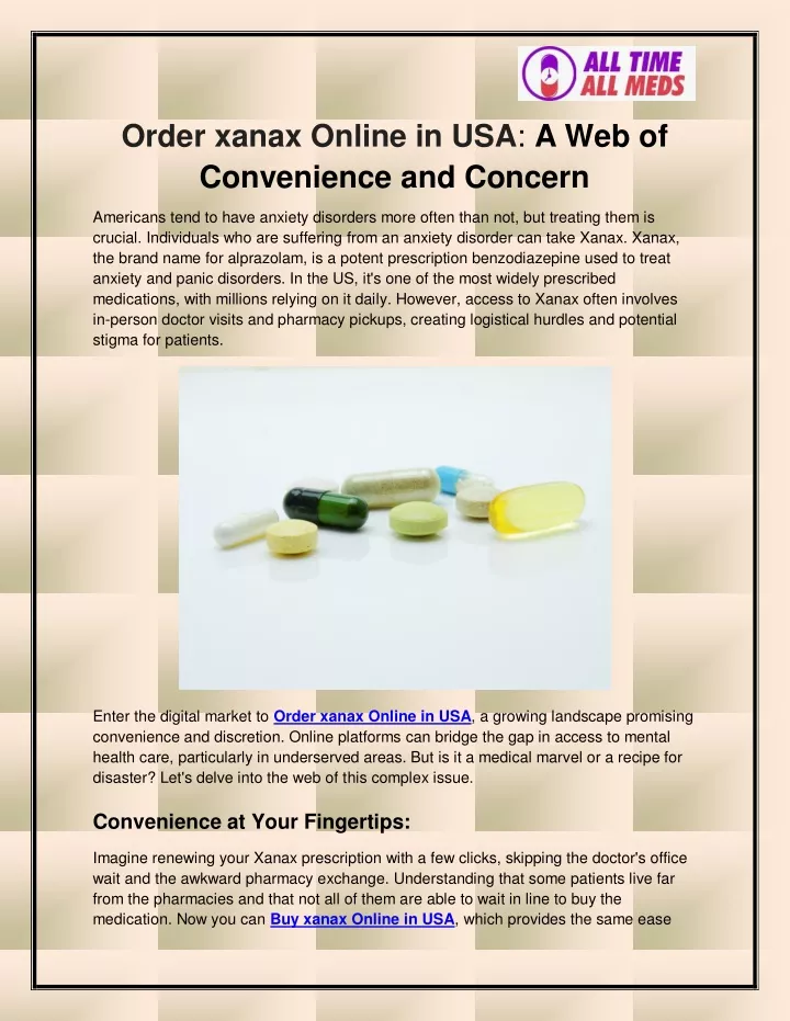 order xanax online in usa a web of convenience
