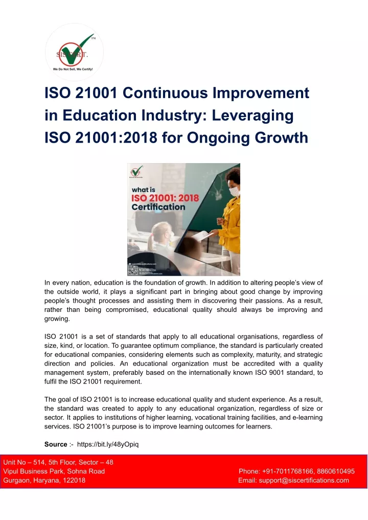 iso 21001 continuous improvement in education