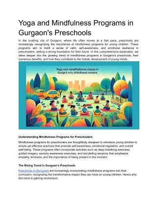 Yoga and Mindfulness Programs in Gurgaon's Preschools