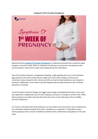 Unveiling the Early Signs Decode the Symptoms of the First Week of Pregnancy