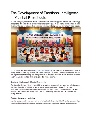 The Development of Emotional Intelligence in Mumbai Preschools