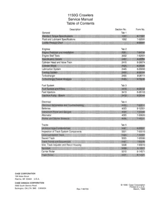 CASE 1150G Crawler Dozer Service Repair Manual