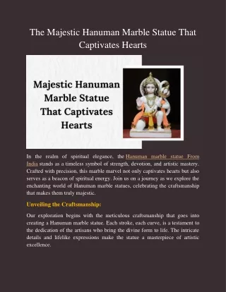 Majestic Hanuman Marble Statue That Captivates Hearts