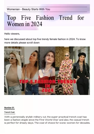 Top Five Ladies Trending Fashion in 2024