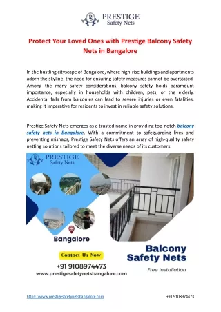 Balcony Safety Nets in Bangalore with Best Price