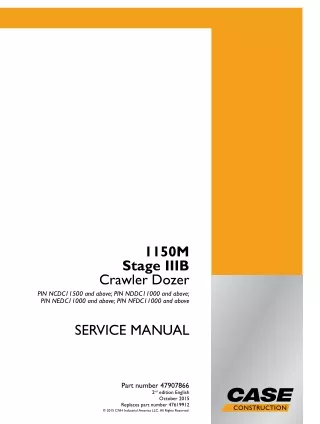 CASE 1150M Stage IIIB Crawler Dozer Service Repair Manual (PIN NFDC11000 and above)