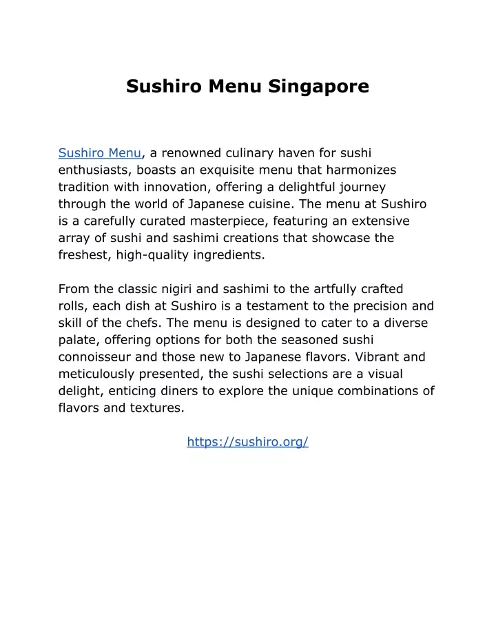 sushiro menu singapore
