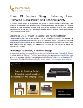 Power Of Furniture Design_ Enhancing Lives, Promoting Sustainability, And Shaping Society