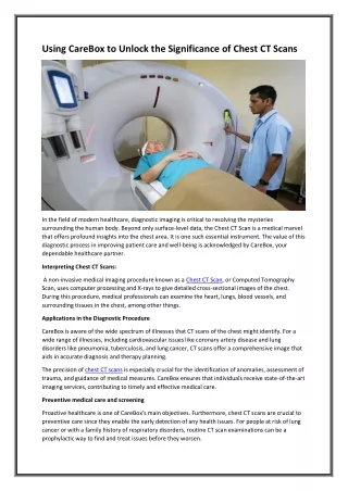 Using CareBox to Unlock the Significance of Chest CT Scans