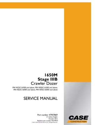 CASE 1650M Stage IIIB Crawler Dozer Service Repair Manual (PIN NCDC16500 and above)