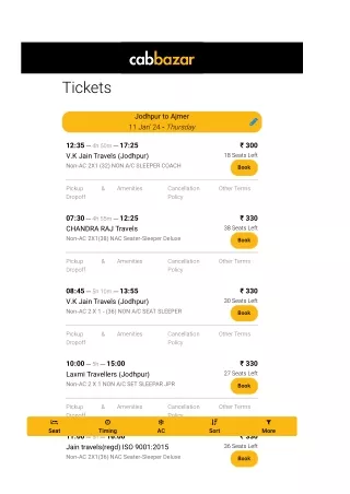 Jodhpur to Ajmer Bus Price | Jodhpur to Ajmer Bus Ticket