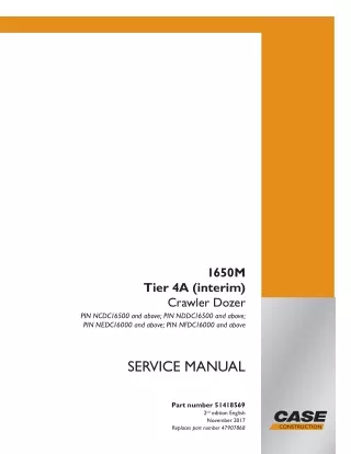 CASE 1650M Tier 4A (interim) Crawler Dozer Service Repair Manual (PIN NCDC16500 and above)