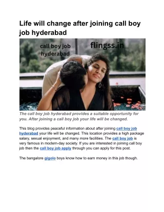 Life will change after joining call boy job hyderabad