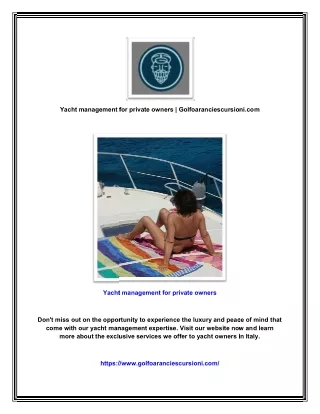 Yacht management for private owners | Golfoaranciescursioni.com