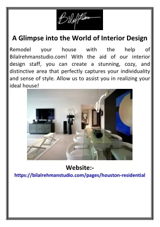 A Glimpse into the World of Interior Design