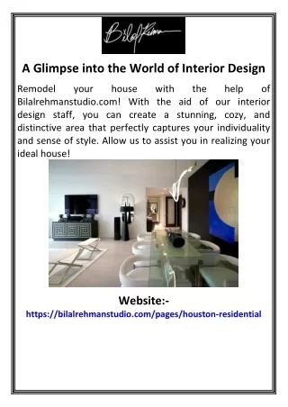 a glimpse into the world of interior design