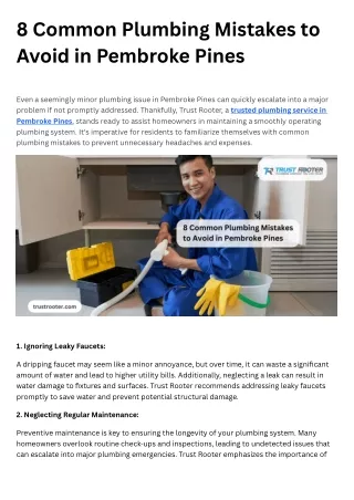 8 common plumbing mistakes to avoid in pembroke