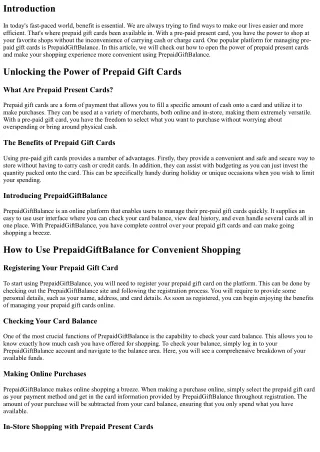 Unlocking the Power of Prepaid Gift Cards: How to Use PrepaidGiftBalance for Con