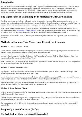 The Ultimate Guide: How to Examine Your Mastercard Gift Card Balance