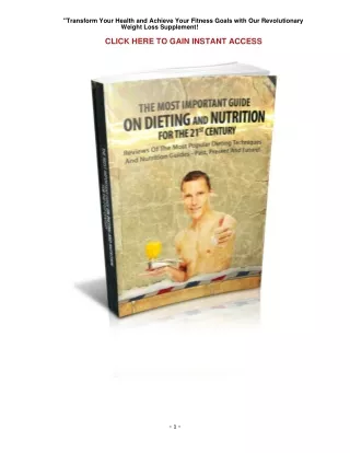 Dieting and Nutrition for the 21st Century