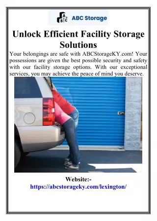 Unlock Efficient Facility Storage Solutions
