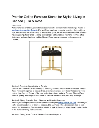 Premier Online Furniture Stores for Stylish Living in Canada _ Ella & Ross
