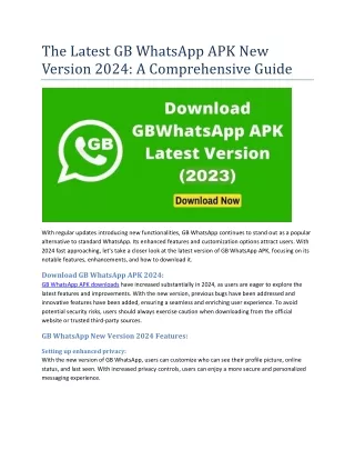 The Latest GB WhatsApp APK New Version 2024 A Comprehensive Guide