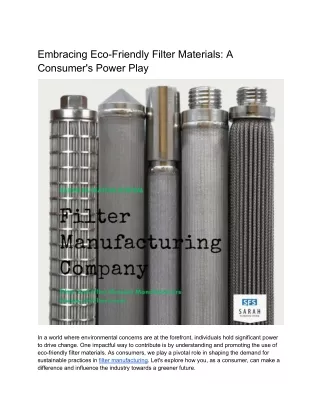 Embracing Eco-Friendly Filter Materials_ A Consumer's Power Play